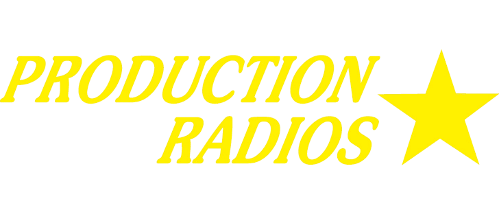Logo: 'PRODUCTION RADIOS' in yellow italic text with a yellow star on a black background.